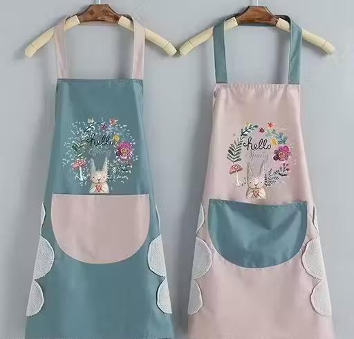 1 Waterproof Kitchen Apron for Women with Big Front Pocket Hand-Wiping Towel