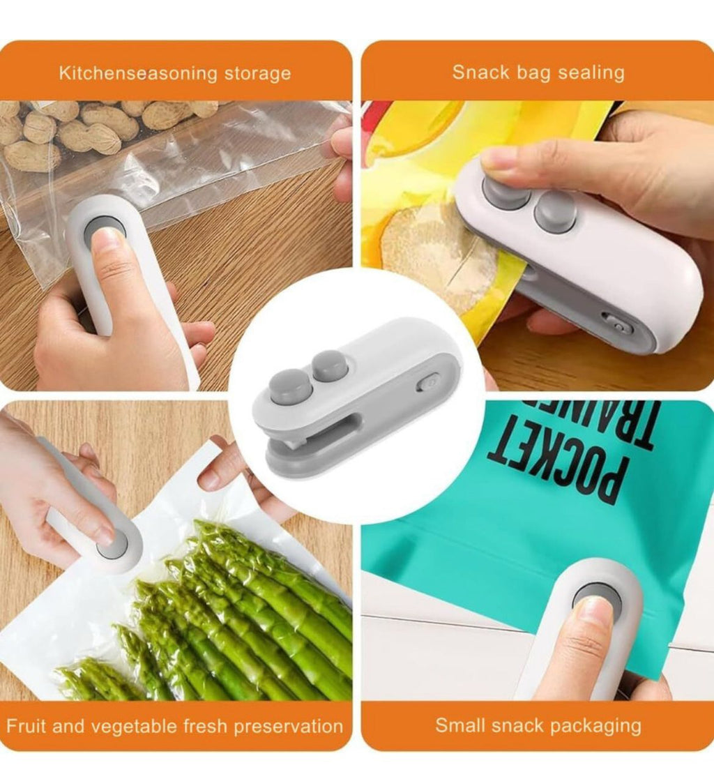 Mini Portable Sealing Machine | Handy Snack Packet Sealer | Battery Operated Heat Sealer for Kitchen, Snacks & Food Storage