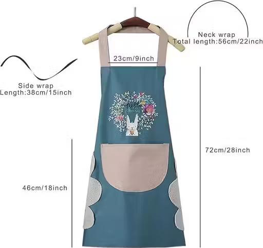 1 Waterproof Kitchen Apron for Women with Big Front Pocket Hand-Wiping Towel