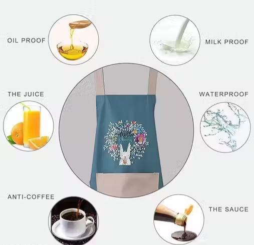 1 Waterproof Kitchen Apron for Women with Big Front Pocket Hand-Wiping Towel
