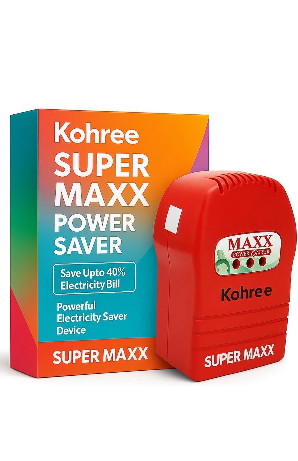 Kohree Super MAXX (Power Saver and Money Saver) Save Upto 40% Electricity Bill Everyday | 3D Hologram Original Tested Product | The Superior, Digital & Powerful Electricity Saver Device (Multi
